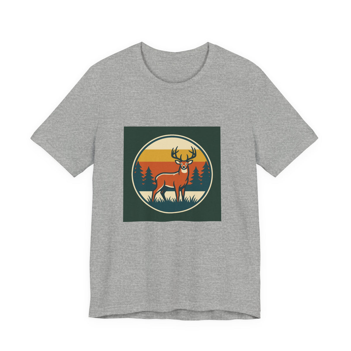 Retro Deer Graphic Tee — Vintage Sunset Buck T-Shirt