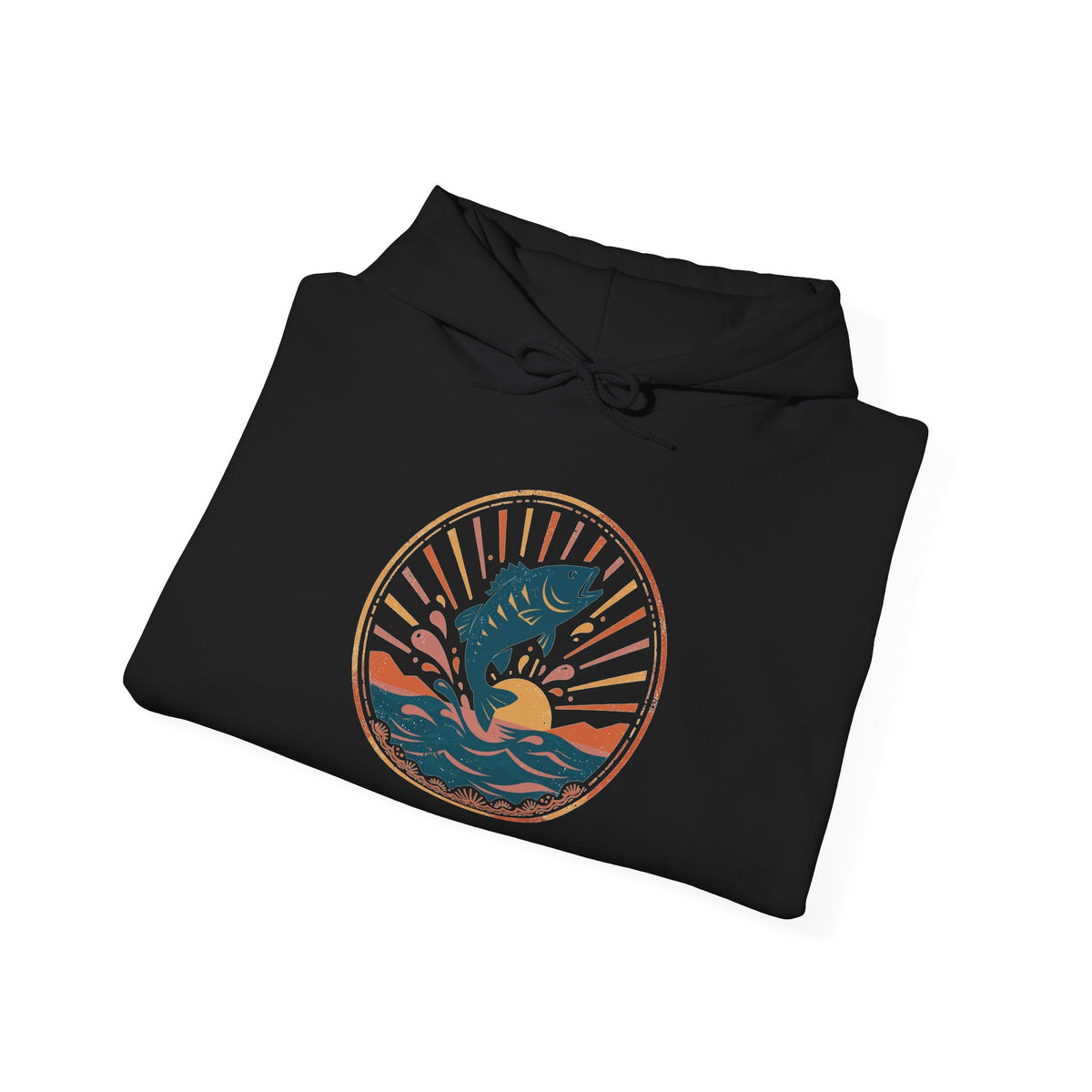 Sunset Bass Hoodie — Vintage Outdoor Badge