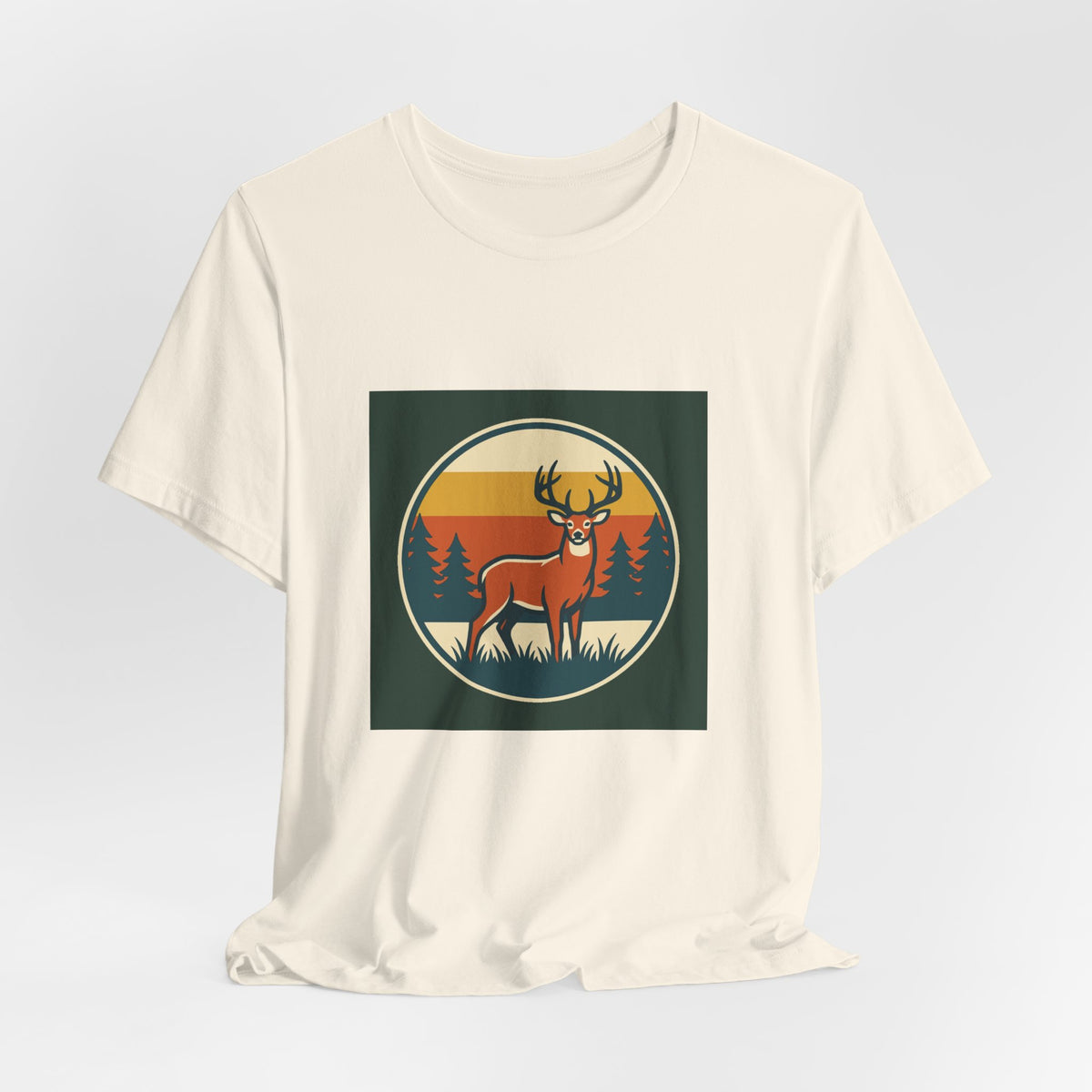 Retro Deer Graphic Tee — Vintage Sunset Buck T-Shirt