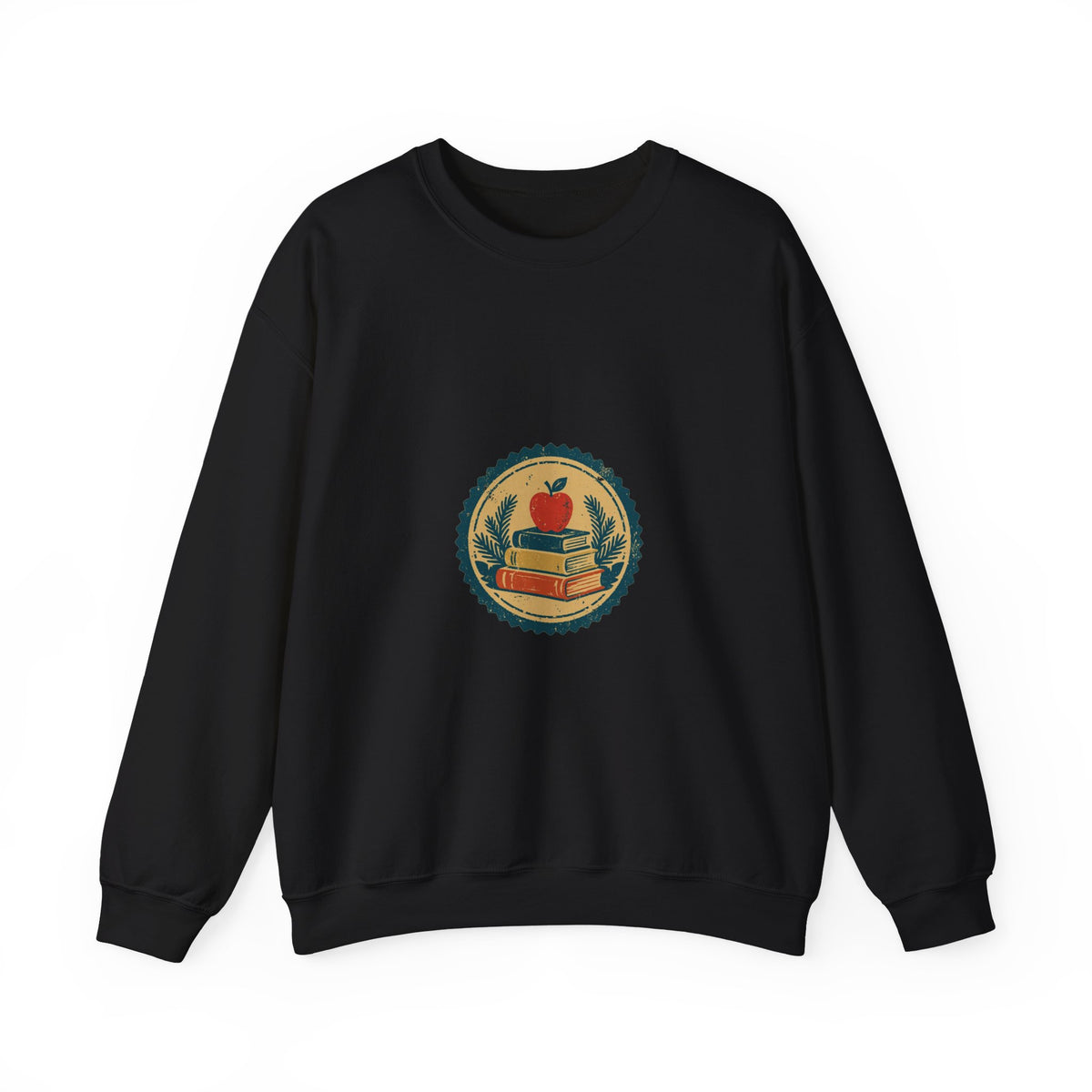 Chalk & Heart Crewneck — Vintage Teacher Badge