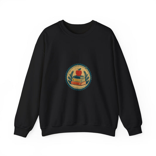 Chalk & Heart Crewneck — Vintage Teacher Badge