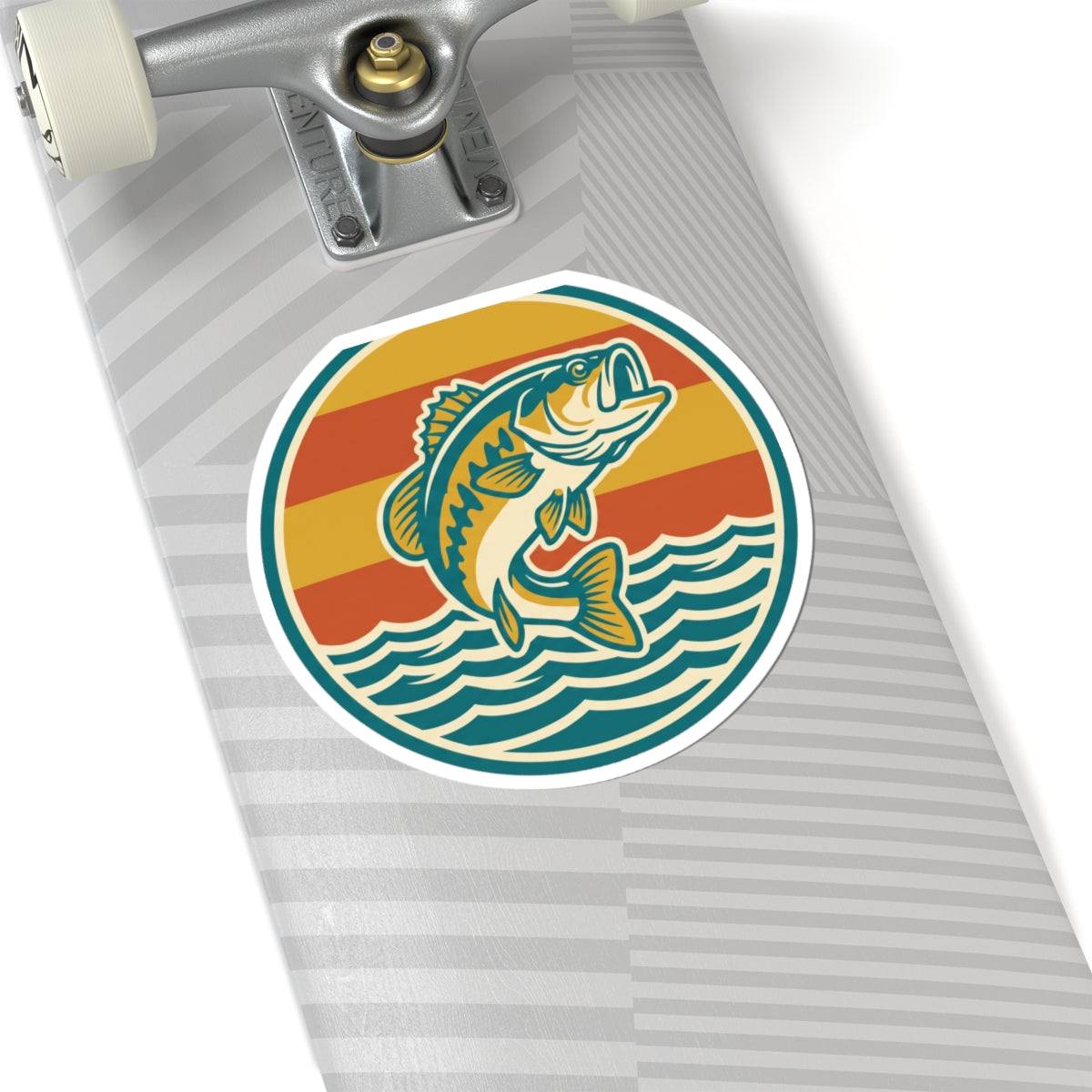 Bass Fishing Sticker — Retro Sunset Lure Kiss-Cut Decal