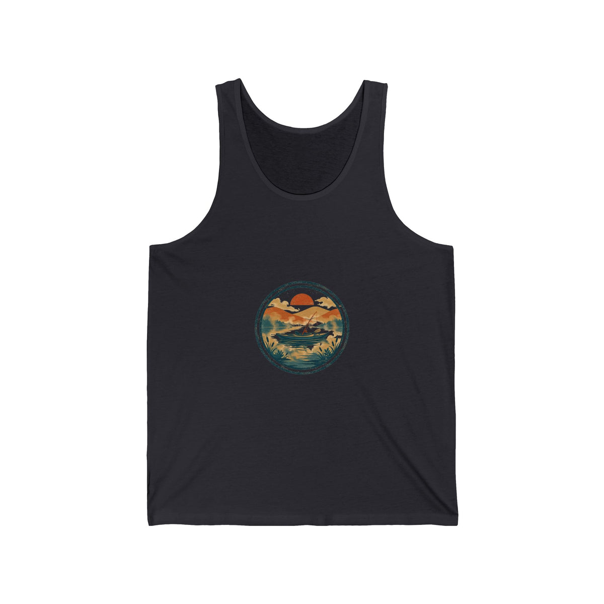 Paddle & Cast Tank — Vintage Kayak Fishing Badge