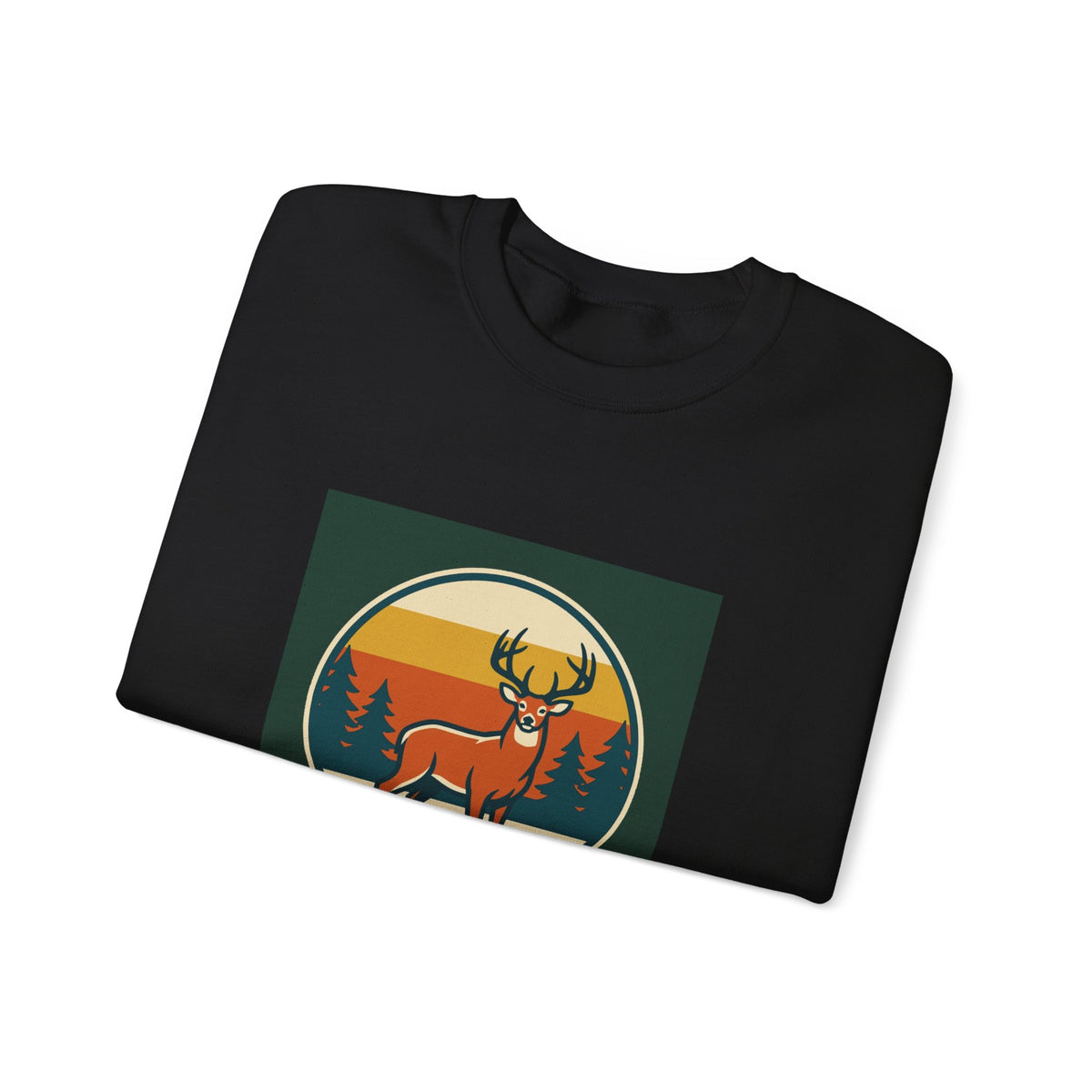 Deer Sunset Crewneck Sweatshirt — Retro Forest Buck Graphic