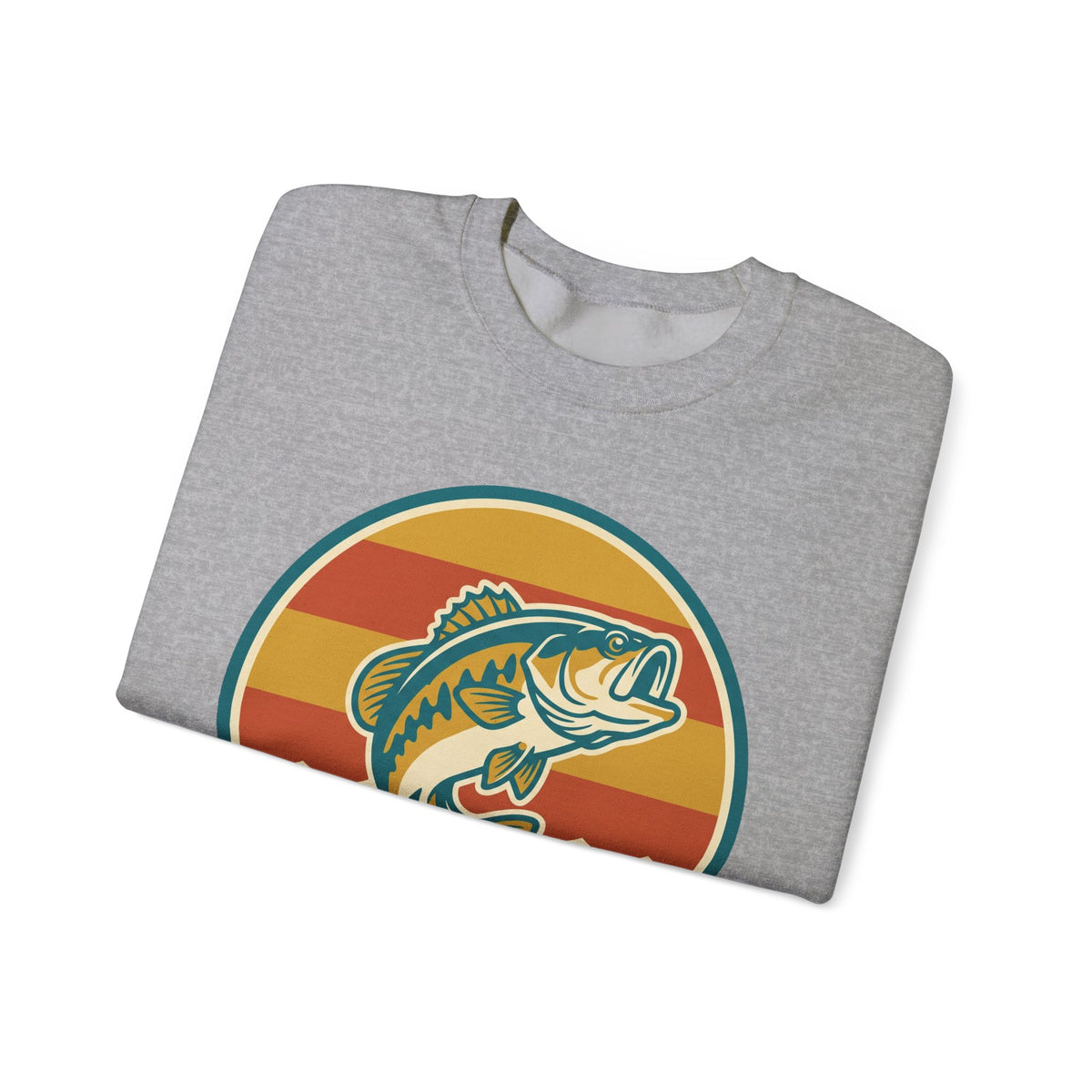 Fishing Crewneck Sweatshirt — Retro Bass Sunset Graphic