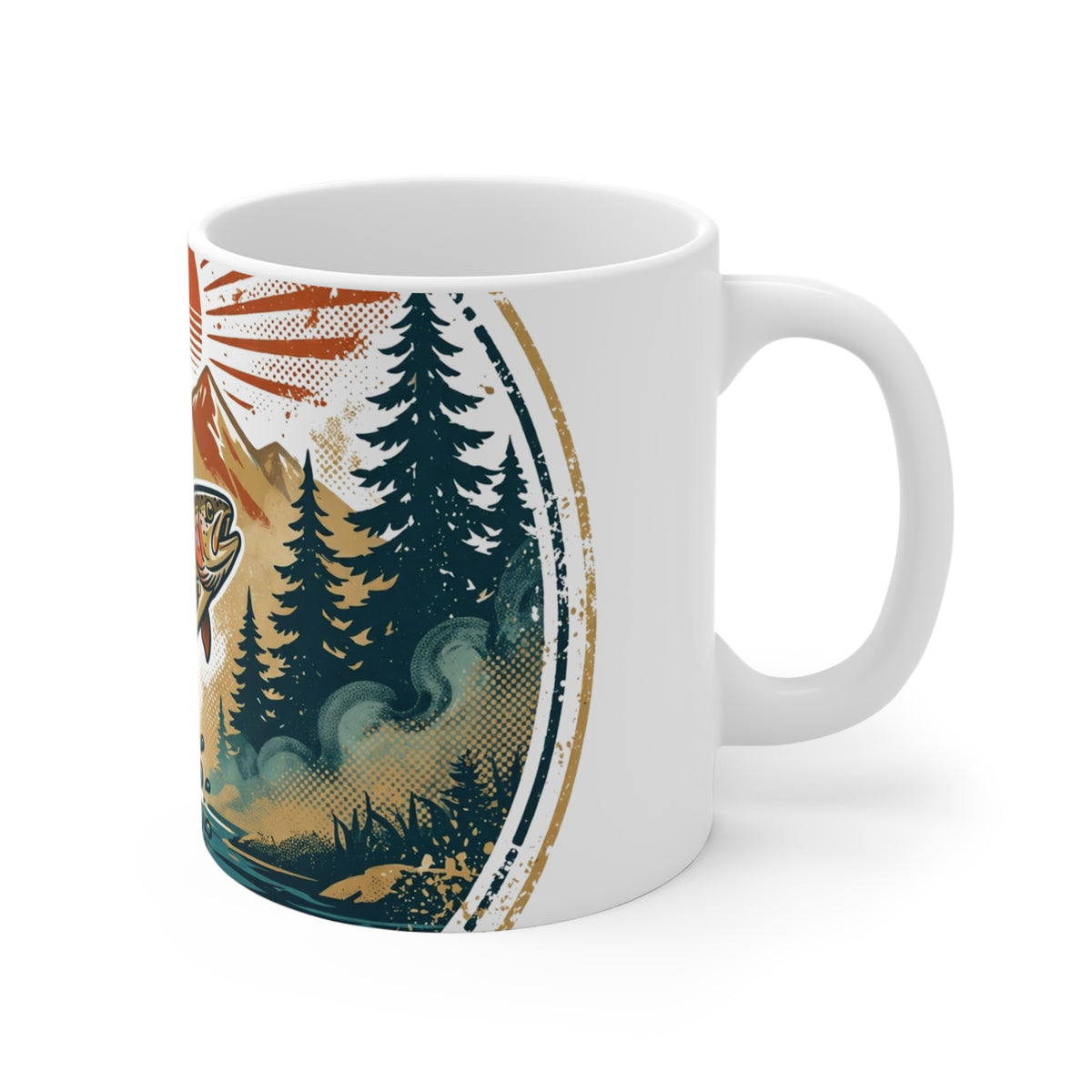 Rise & Strike Mug — Vintage Trout Badge