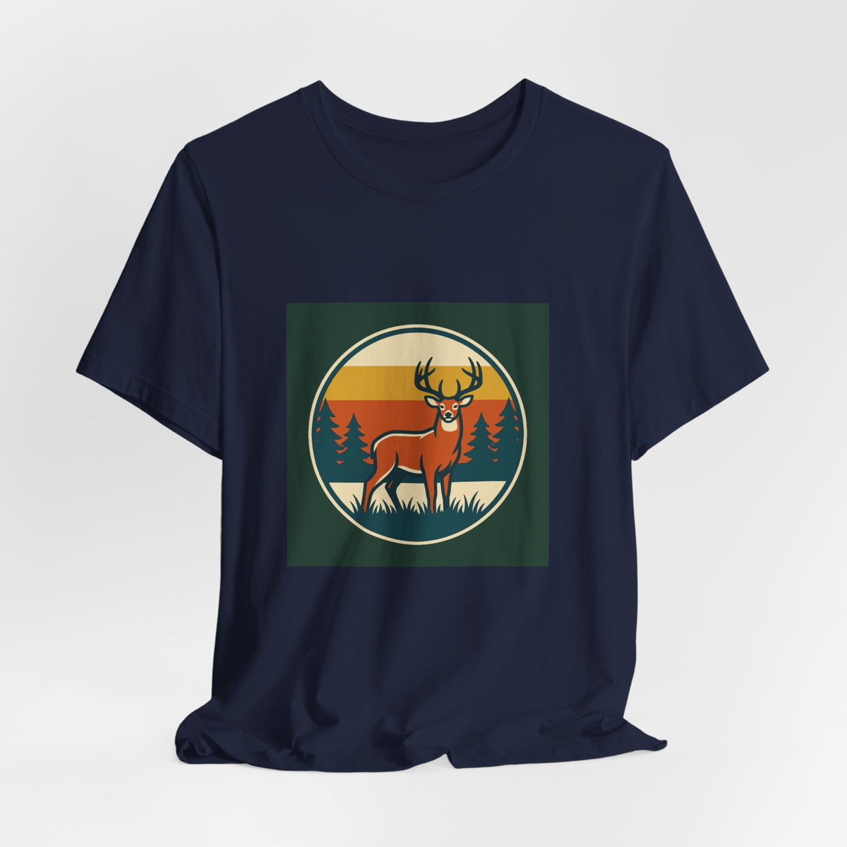 Retro Deer Graphic Tee — Vintage Sunset Buck T-Shirt