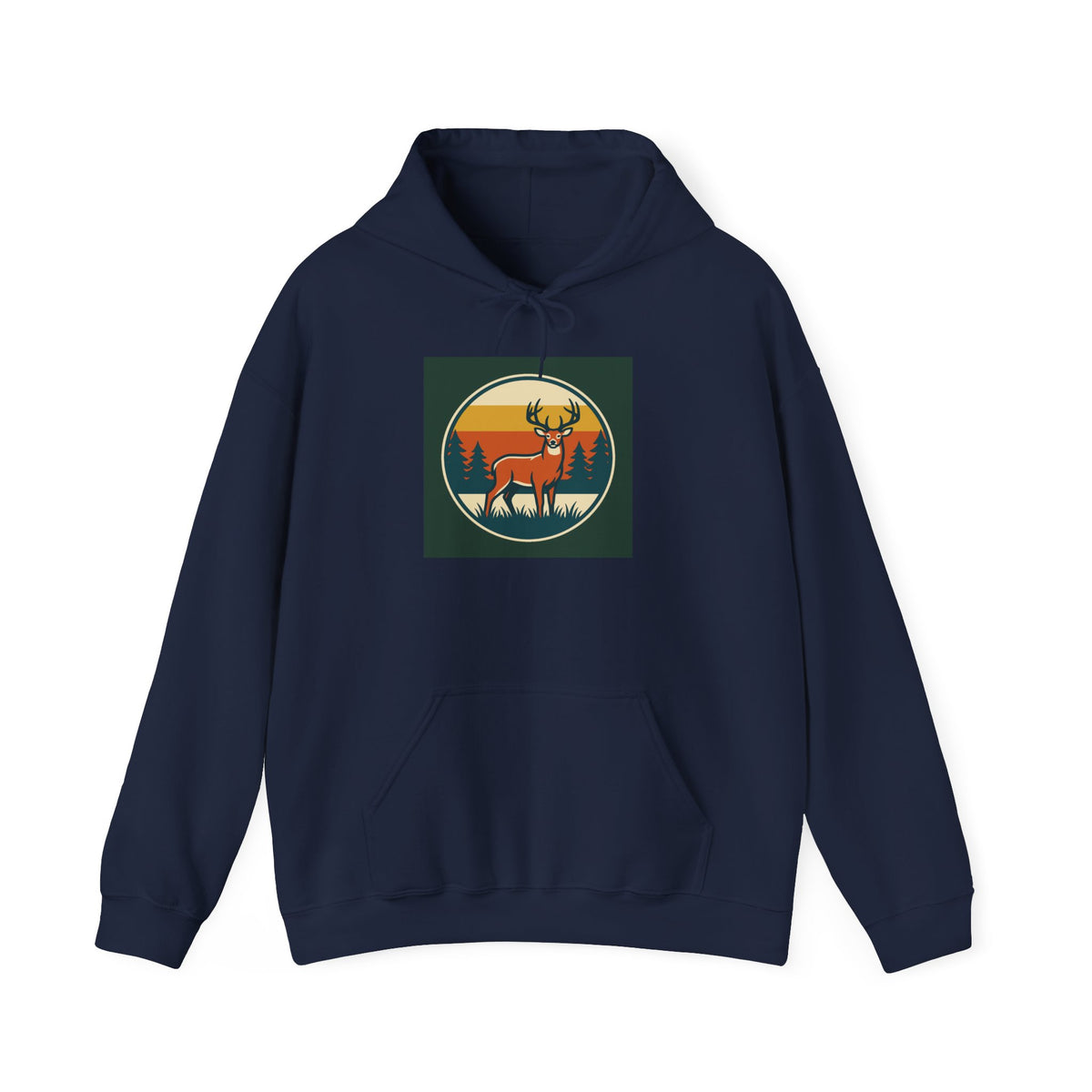 Retro Deer Hoodie – Vintage Sunset Elk Forest Pullover