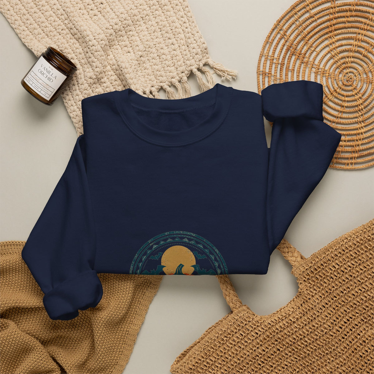 Haunted Hollow Crewneck — Vintage Halloween Badge