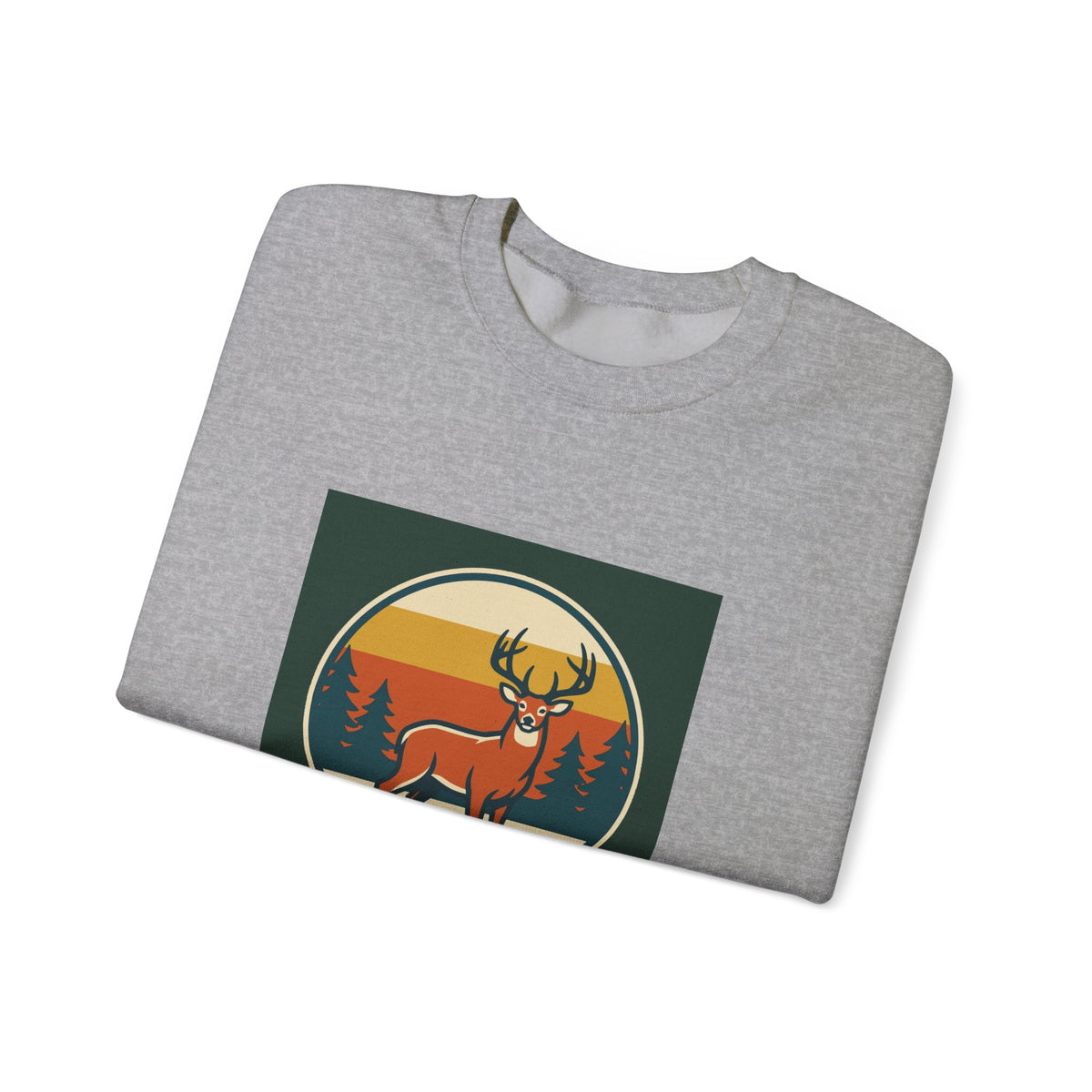 Deer Sunset Crewneck Sweatshirt — Retro Forest Buck Graphic