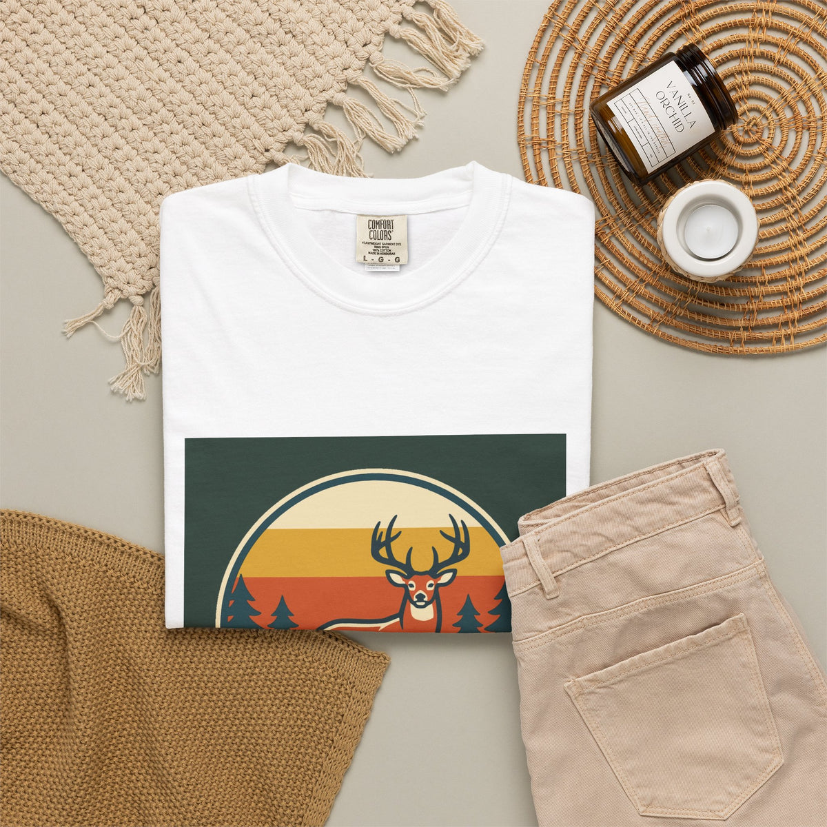 Deer Sunset Graphic T-Shirt