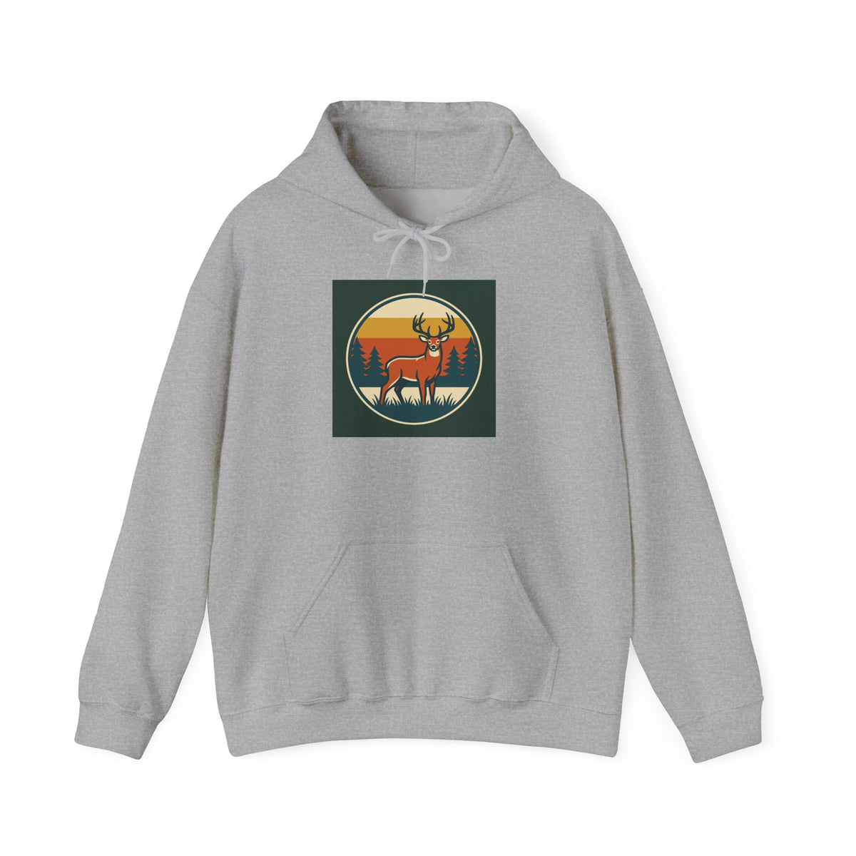 Retro Deer Hoodie – Vintage Sunset Elk Forest Pullover